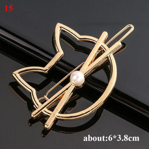 Women's Girls Geometric Metal Hair Clips-WF01073-Veeddydropshipping