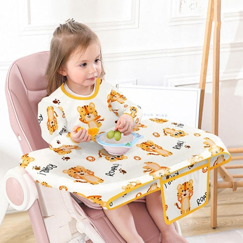 Weaning Bib Attaches &amp; Fully Cover to Baby Highchair Long Sleeves-Veeddydropshipping-8