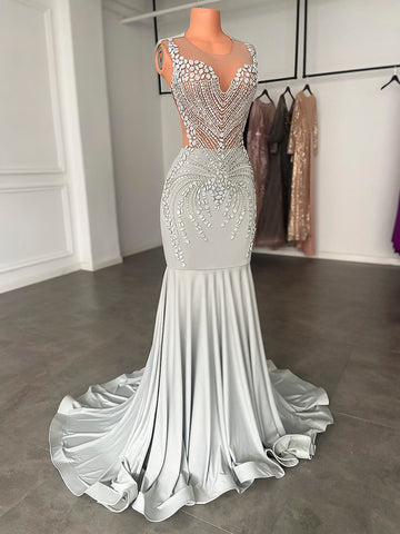 Mermaid Style Spandex Long Prom Dresses-WF01627-Veeddydropshipping