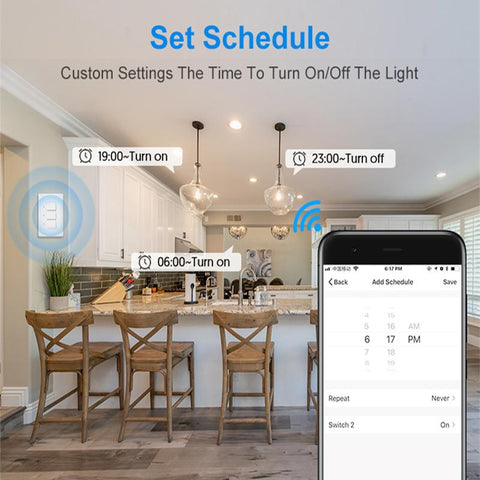Tuya WiFi Smart Light Switch Wireless Push Button Switches 100-240V 1/2/3 -CE00559-Veeddydropshipping