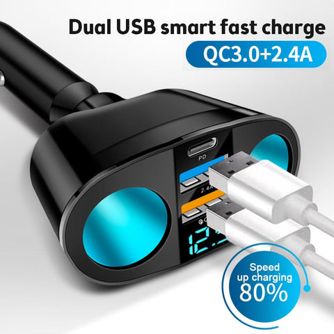 Type C Usb Socket Car Charger QC3.0 Car Lighter-PA01144-Veeddydropshipping