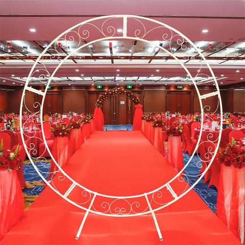 Double Tube Wedding Background Round Metal Arch-HA01729-Veeddydropshipping