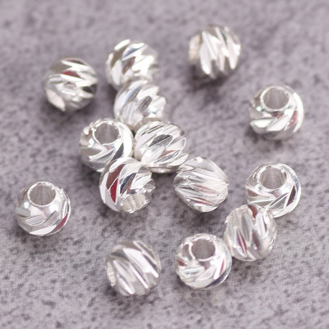 Round Carved Brass Metal Loose Spacer Beads For Jewelry Making-JW01653-Veeddydropshipping