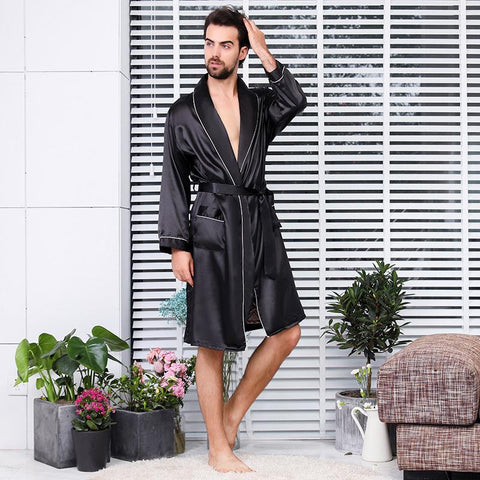 Shorts Suit Robe Pants Pajama Set Silk Satin Nightgown Two-piece Set-MF01598-Veeddydropshipping