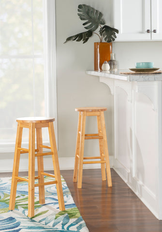 Round Solid Wood Bar Stool-HA01727-Veeddydropshipping