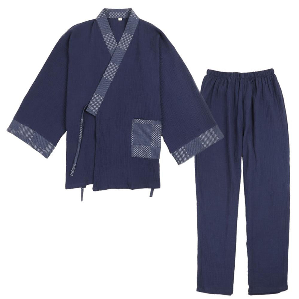 Summer Long-sleeve Trousers Cotton Casual Home Service Two-piece Suit-MF01626-Veeddydropshipping