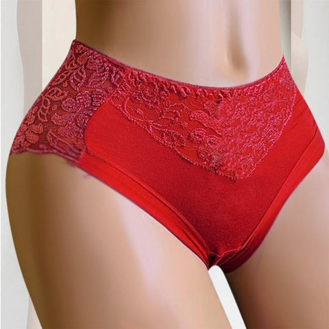 Women mid-waist Lace Large Size briefs-WF00821-Veeddydropshipping