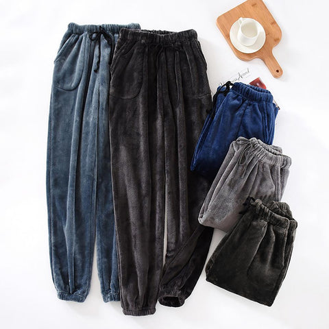 Ankle-banded Fleece Thicken Cold-proof Drawstring Pockets Men Trousers-MF01604-Veeddydropshipping