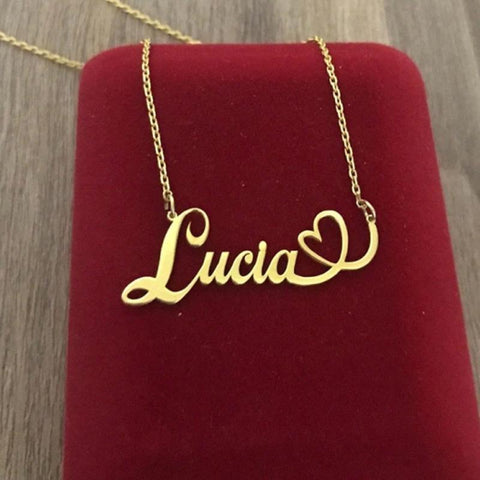 Stainless Steel Custom Name Necklaces With Heart Simple -JW01236-Veeddydropshipping