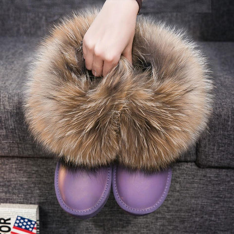 Snow Boots,Real Cowhide,Fox Wool Classic Women-BS01028-Veeddydropshipping