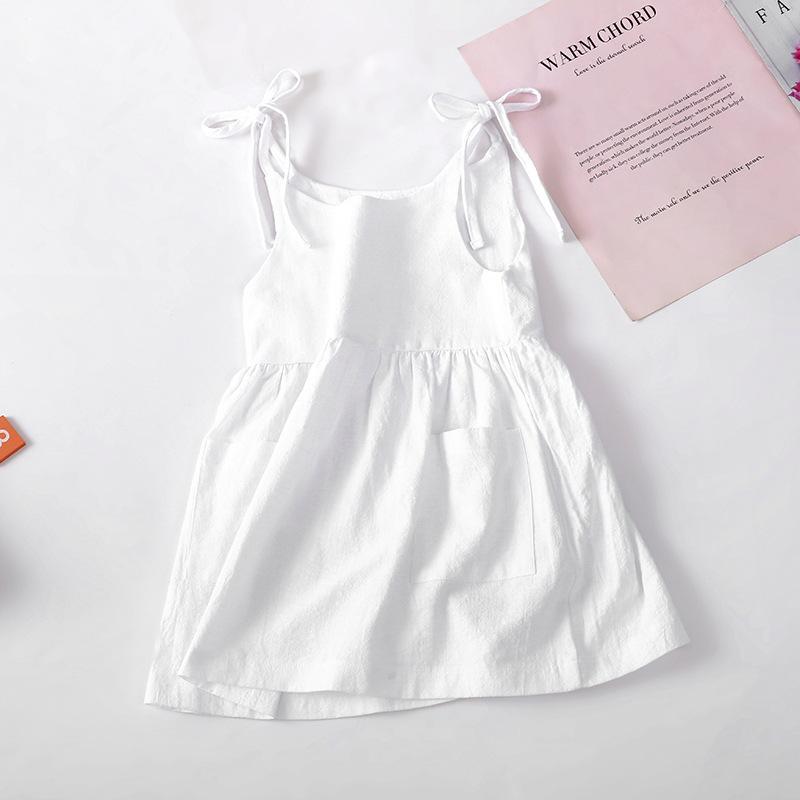 Kids Girl Summer Cotton Pocket Halter Dress-Veeddydropshipping
