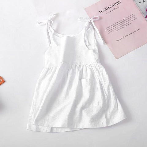 Kids Girl Summer Cotton Pocket Halter Dress-Veeddydropshipping