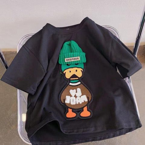 New Arrival Popular Embroidered Duck Casual Short Sleeve Boy T-shirt-TB00935-Veeddydropshipping