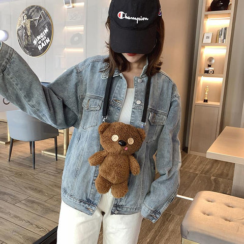 NEW Button Bear Baby Plush Backpack Children's Plush Bear Toy Bag-TB00026-Veeddydropshipping