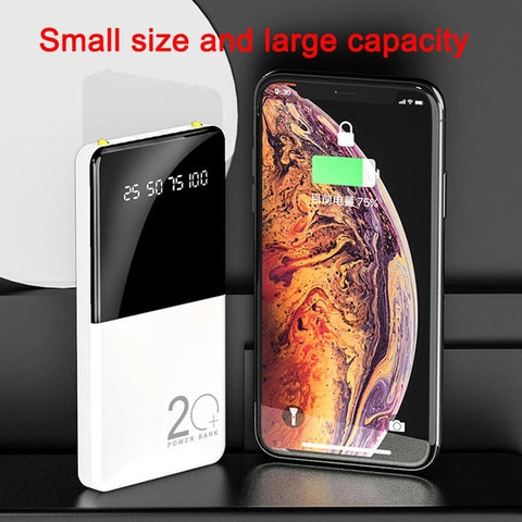20000mAh Power Bank Portable Charger Mirror Screen LED Digital Display Powerbank-PA00498-Veeddydropshipping