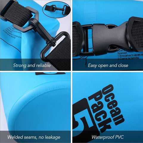 PVC Waterproof Bag 5L 10L 20L Outdoor Swimming Bag Diving Compression Storage  -OS00082-Veeddydropshipping