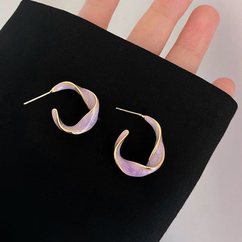 Fashion Lavender Purple Earrings for Woman Gold color Twisted -JW01417-Veeddydropshipping