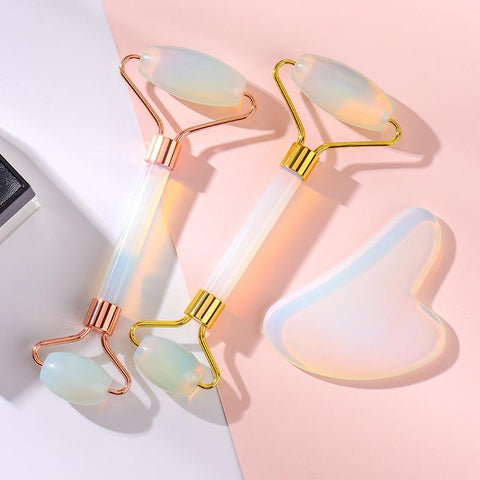 Face and Gua Sha Set - Beauty Cosmetic Facial Skin Roller Opal-BH01394-Veeddydropshipping