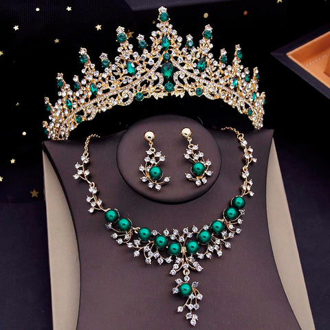 lBridal Jewelry Set  Tiaras Earrings Choker Pearls Necklace  -JW00293-Veeddydropshipping