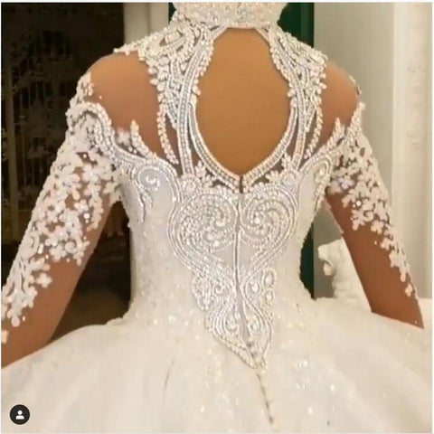 Wedding Dresses Crystal Rhinestone Lace-WF01418-Veeddydropshipping