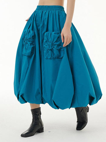 High Elastic Waist Pocket Casual Half-body Skirt-WF00450-Veeddydropshipping