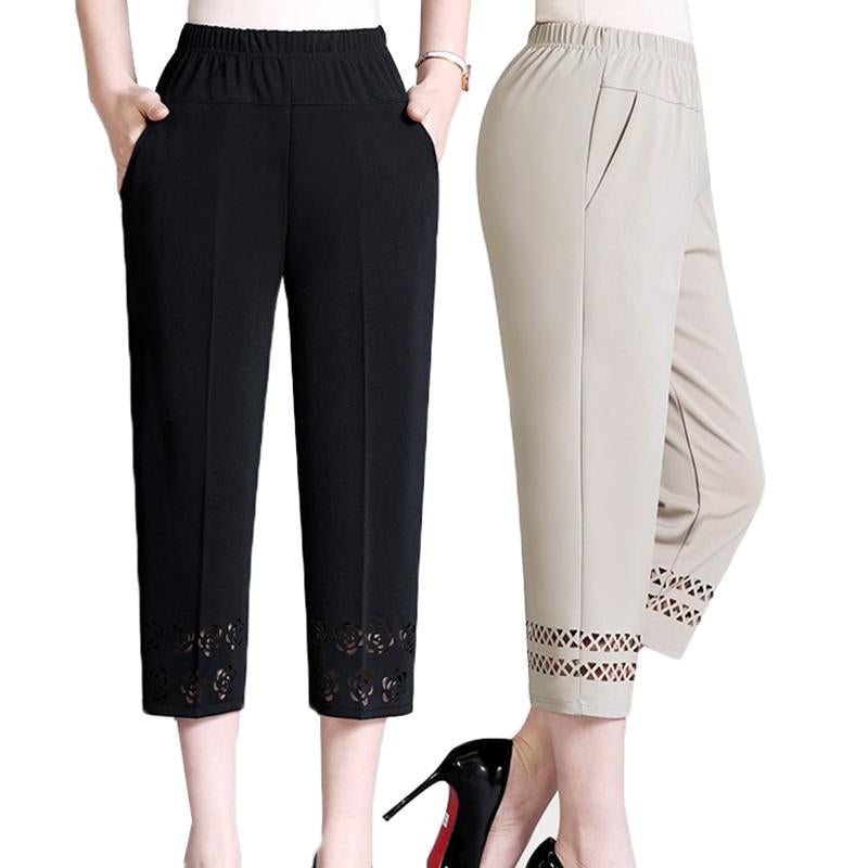Oversized  Women Thin Cropped High Waist Straight Pants-WF00499-Veeddydropshipping