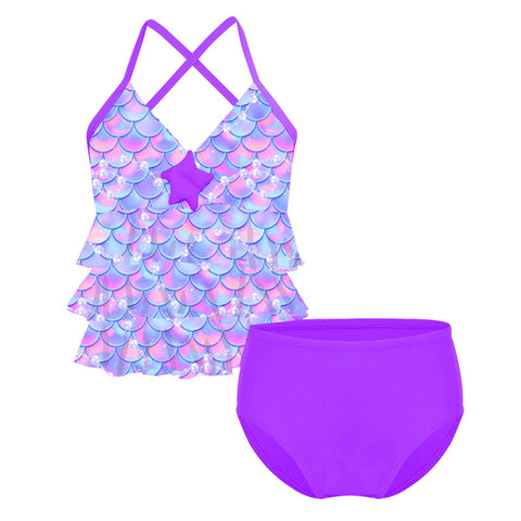 Kids Girls Mermaid Swimsuit Bathing Suit Bikini 2pc Set Swimwear Swimsuit Baby -OS00093-Veeddydropshipping