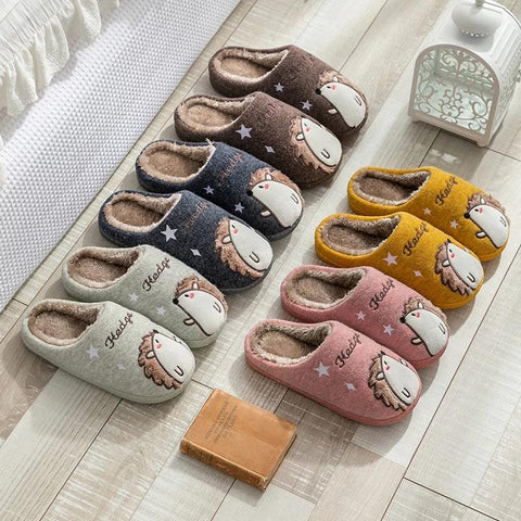 Hedgehog Couple Home Furry Slippers 2021 Autumn Winter-BS01288-Veeddydropshipping