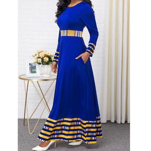Women African Traditional Fashion Dress O Neck-Veeddydropshipping
