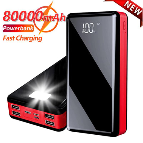 80000mAh Mobile Power Bank with LED Digital Display 4 USB Portable Charger Powerbank External-PA00482-Veeddydropshipping