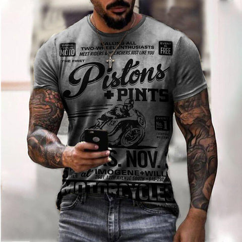 T-shirt 3D vintage motorcycle oversized T-shirt men's clothing bicycle racing T-shirt-Veeddydropshipping