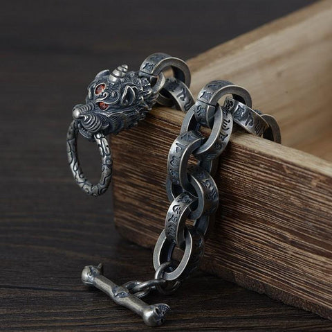 100% Ture Solid S925 Silver Antique Bracelet -JW00113-Veeddydropshipping