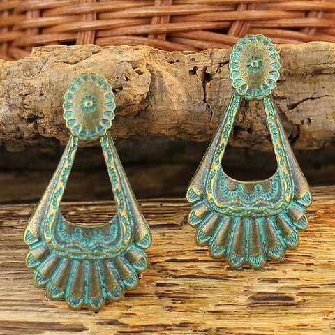 Fashion Vintage Drop Flower Earrings Colorful Dangle Earrings Jewelry-JW01420-Veeddydropshipping