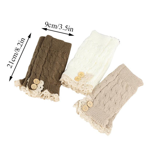 Winter Lace Button Socks Cover Leg Warmers-WF01217-Veeddydropshipping