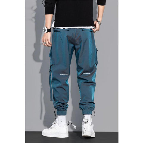 Men Ribbons Harem Jogging Pants Male Slim