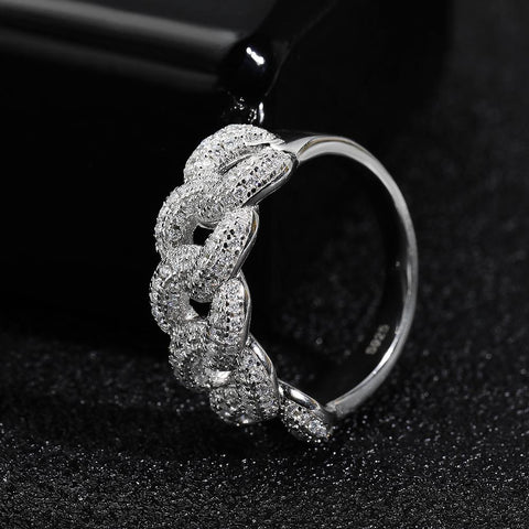 8mm Full Moissanite Cuban  925 Sterling Sliver Plated Ring-JW00024-Veeddydropshipping