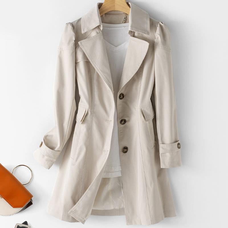 Single-breasted Mid Long Women Trench Coat-Veeddydropshipping