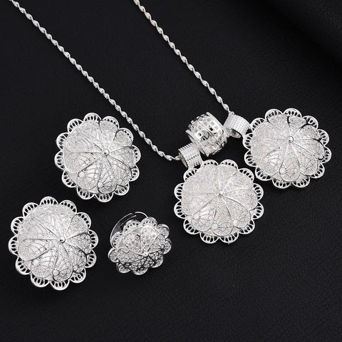 Fashion Silver Jewelry set chain earring 24k Gold Color -JW01342-Veeddydropshipping