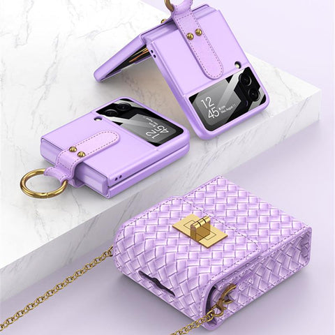 PU Leather Chain Phone Bag for Samsung Galaxy Z Flip 4 Flip3 Case-PA00210-Veeddydropshipping