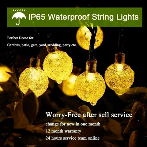 Solar String Lights Outdoor 60 Led Crystal Globe Lights with 8 Modes Waterproof-TI00917-Veeddydropshipping
