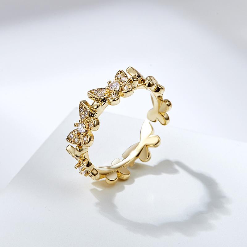 Fashion Shiny Cubic Zirconia Butterfly Rings For Women Girls  Geometric-JW01402-Veeddydropshipping