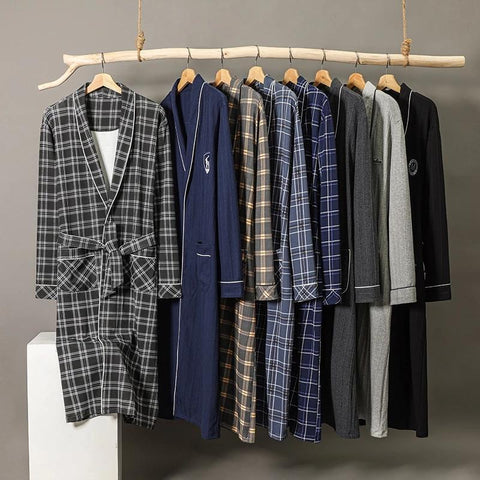 Men Kimono Robes Male Robes Long Bath Robe Dressing Gown sleep-MF01603-Veeddydropshipping