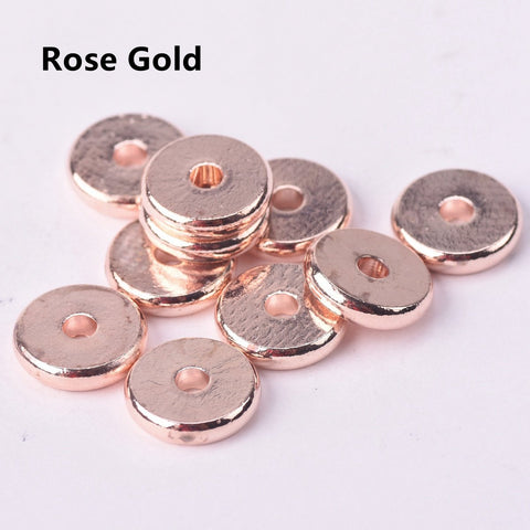Solid Brass Metal Plated  Flat Round Loose Spacer Beads For Jewelry -JW01487-Veeddydropshipping