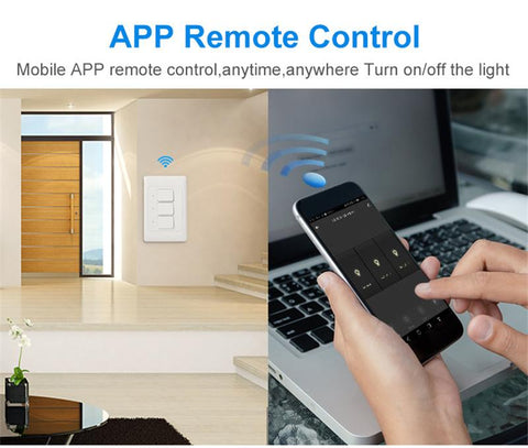 Tuya WiFi Smart Light Switch Wireless Push Button Switches 100-240V 1/2/3 -CE00559-Veeddydropshipping