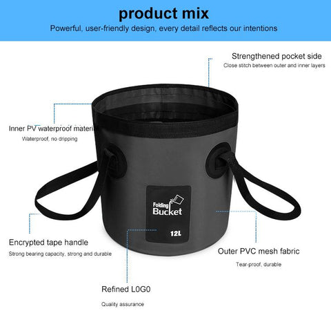 Foldable Bucket Outdoor Travel Water Storage Bag-HA01099-Veeddydropshipping