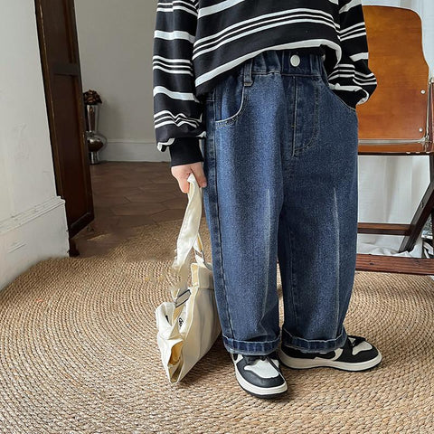 Boys fashion white line straight Jeans 2-7 Years Children loose all-match-TB01251-Veeddydropshipping