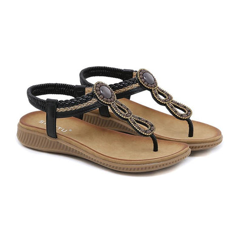 Rhinestones Slipper comfortable round head seaside resort large-BS00874-Veeddydropshipping