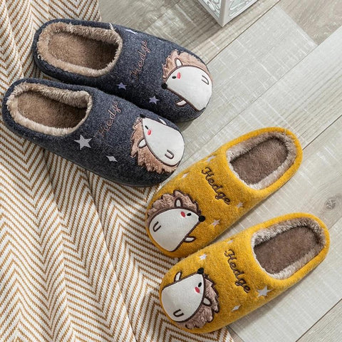 Hedgehog Couple Home Furry Slippers 2021 Autumn Winter-BS01288-Veeddydropshipping