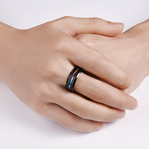 Charm Men Tungsten Carbide Ring Black Wedding Band  -JW00409-Veeddydropshipping