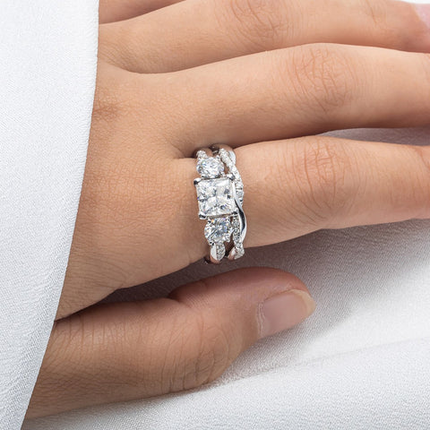Moissanite Bridal Rings  925 Sterling Silver Engagement Wedding  Ring-JW00091- Veeddydropshipping